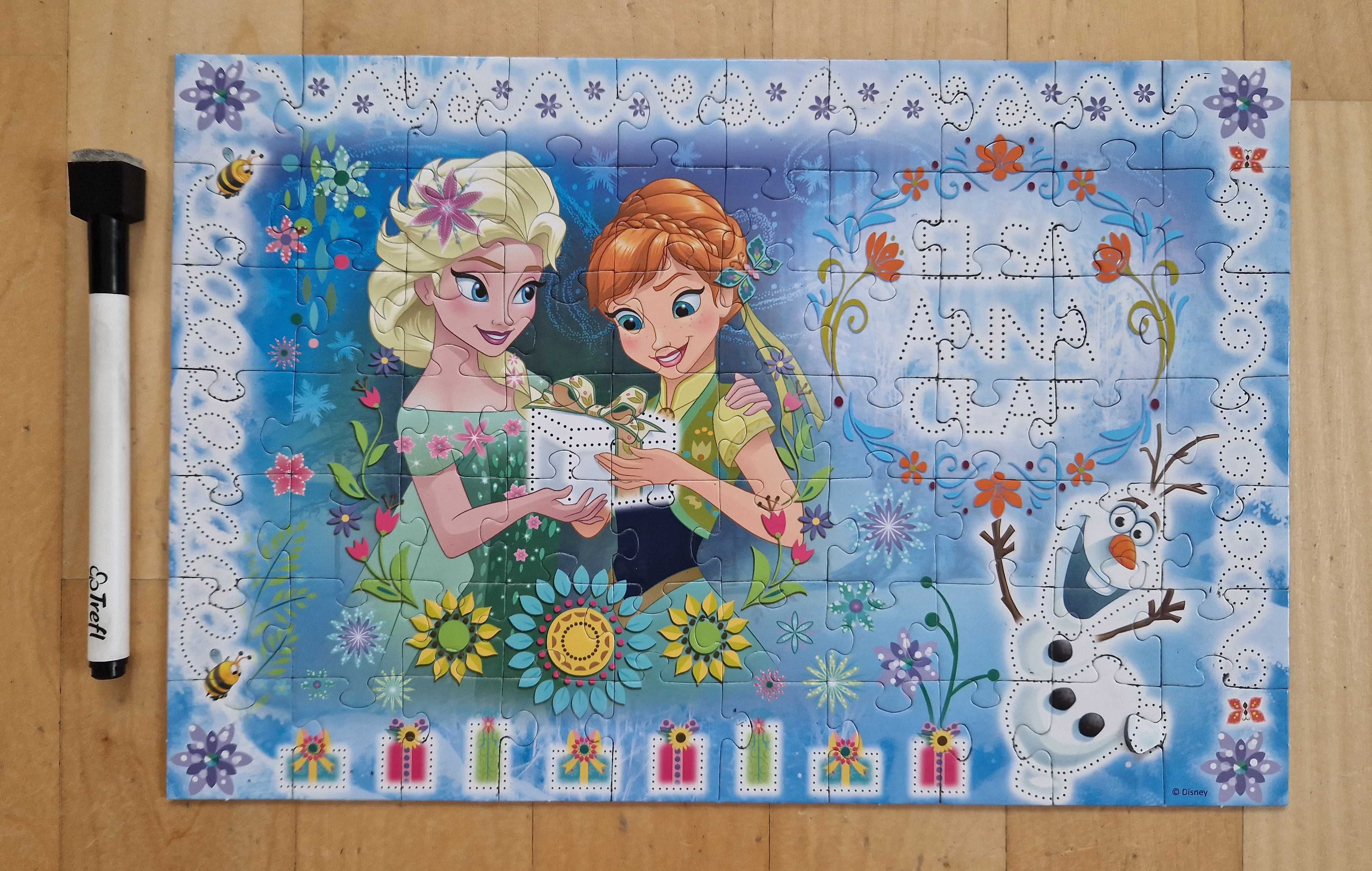 Puzzle Kraina Lodu (Elsa, Anna, Frozen) z mazakiem, 70 el., Trefl, 4+