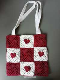 Torba szydełko- heart tote bag crochet