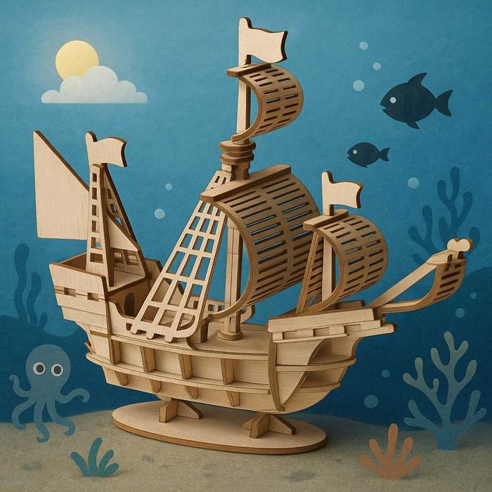 Дерев'яний конструктор 3D пазл корабель