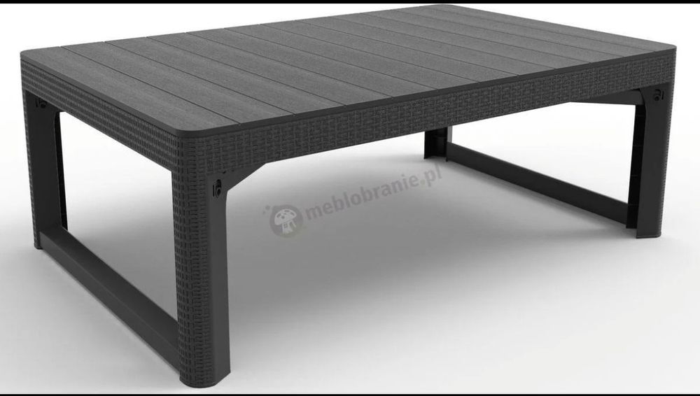 Stół ogrodowy Curver Lyon podnoszony stolik kawowy grafitowy