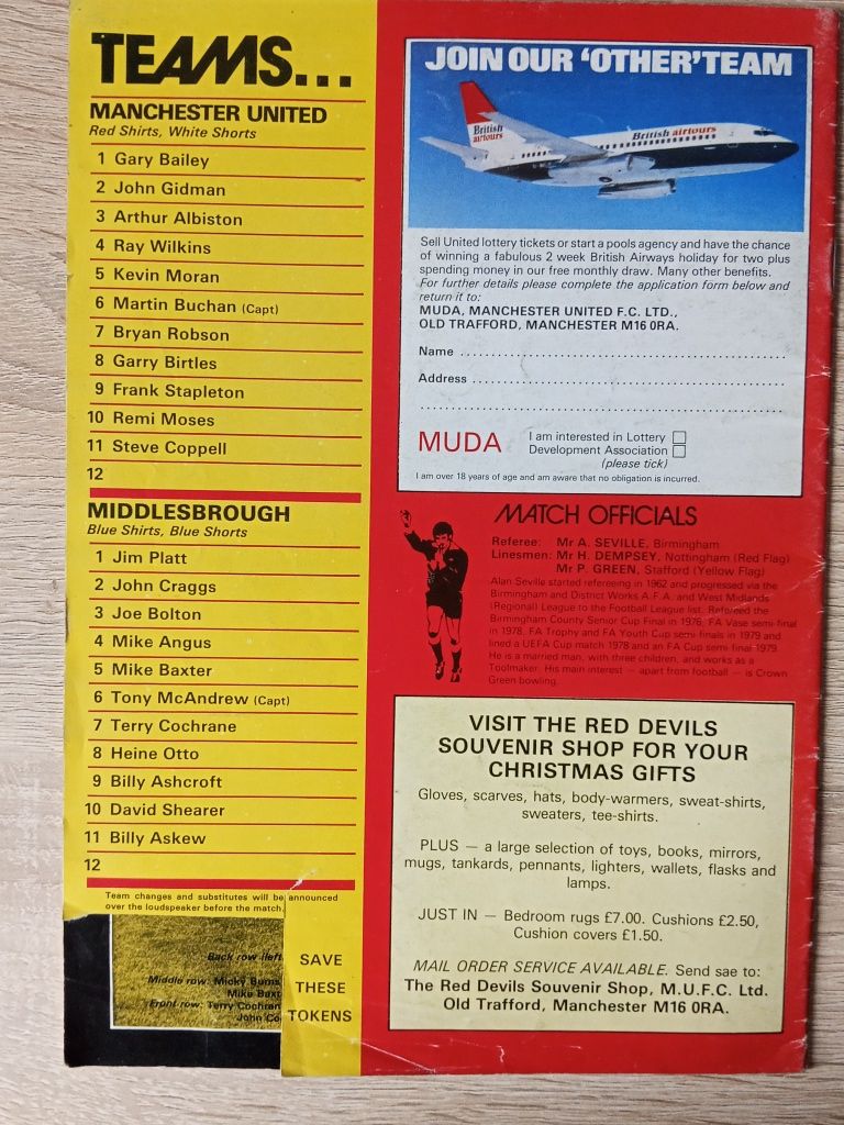 Manchester Utd - Middlesbrough F.C. program meczowy Super Unikat