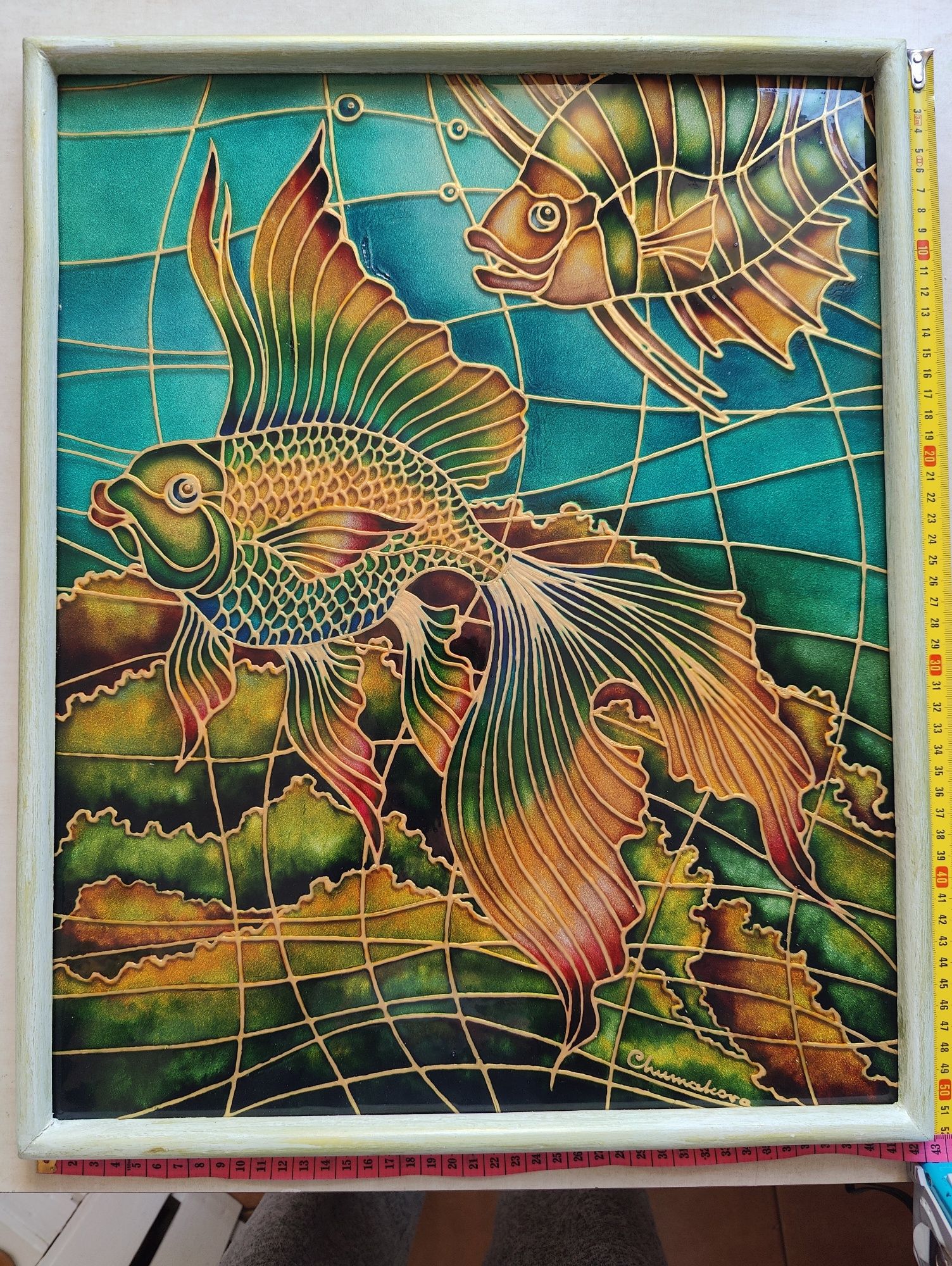 Obraz w ramce 42x52 cm / witrazowy.