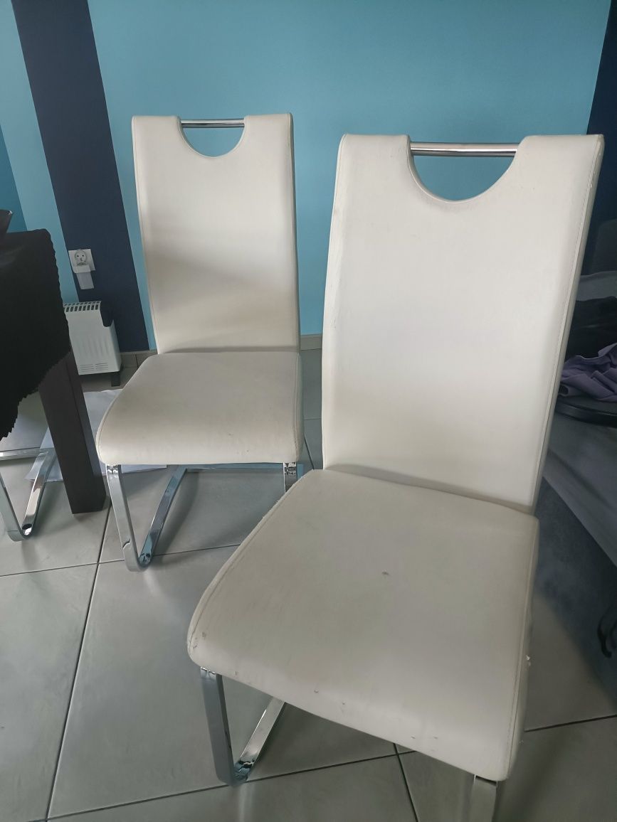 Zestaw krzeseł 6 masywne eleganckie skóra