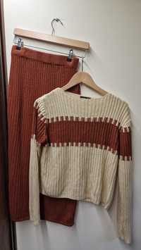 Komplet zestaw jesienno-zimowy sweter spódnica midi 38 M ciepłe