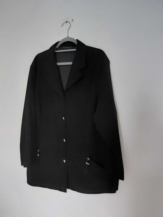 Czarna dłuższa marynarka, cienka kurtka plus size 50
