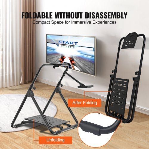 VEVOR Foldable Racing Steering Wheel Stand, Height Adjustable