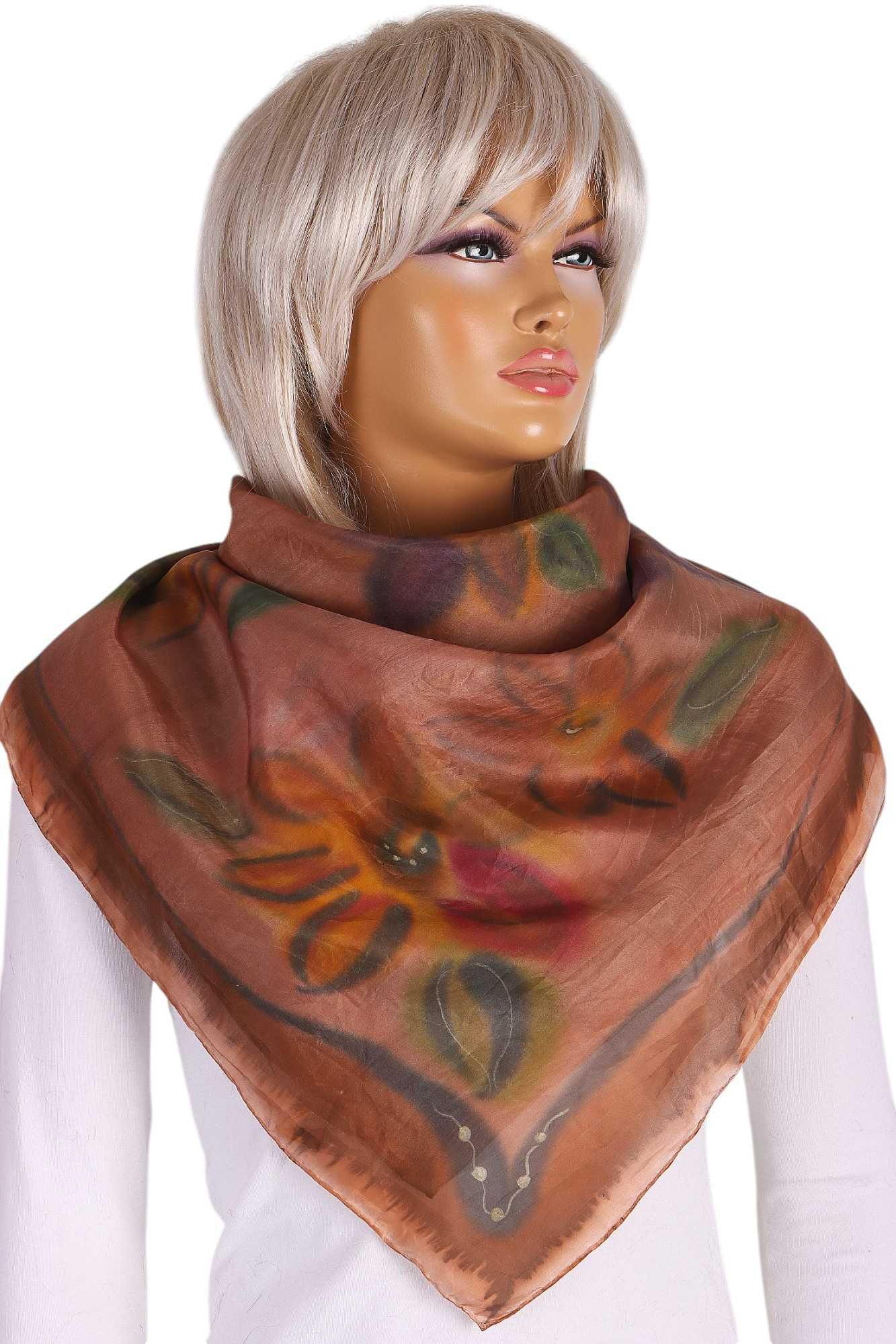 B-6135 IDEEN SEIDE jedwabna chusta apaszka malowana mgiełka silk 89x86