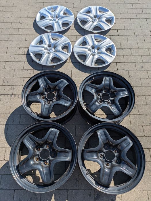 5x115 ET44  17" orginalne felgi GM z kołpakami strukturalne