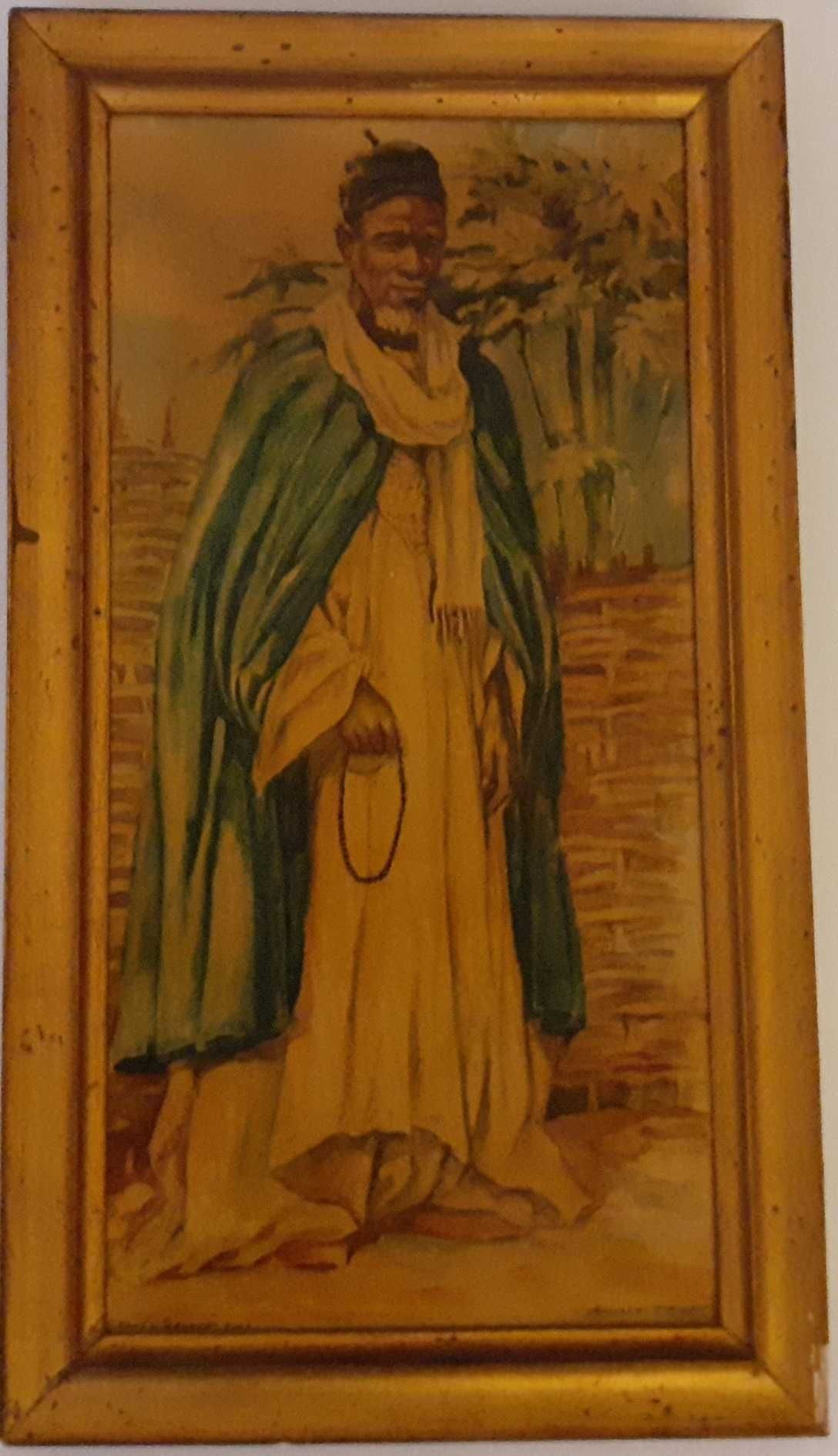Quadro original óleo autoria de Augusto Trigo "Homem 'grande' fula"