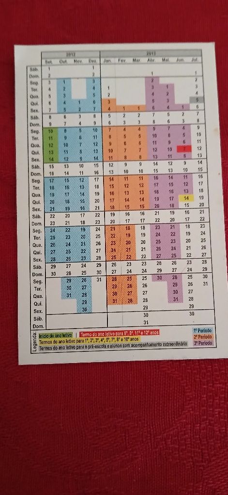 Calendário escolar 2012/2013