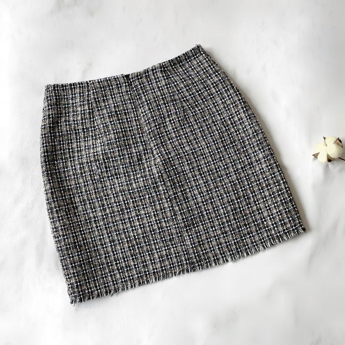 Спідниця твідова S-M сіра в клітинку твід гусяча лапка тепла осіння