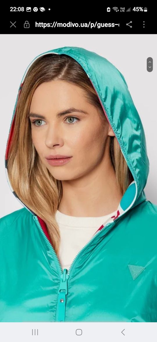 Продам  двусторонню куртку-ветровку Guess,  xxs, оверсайз