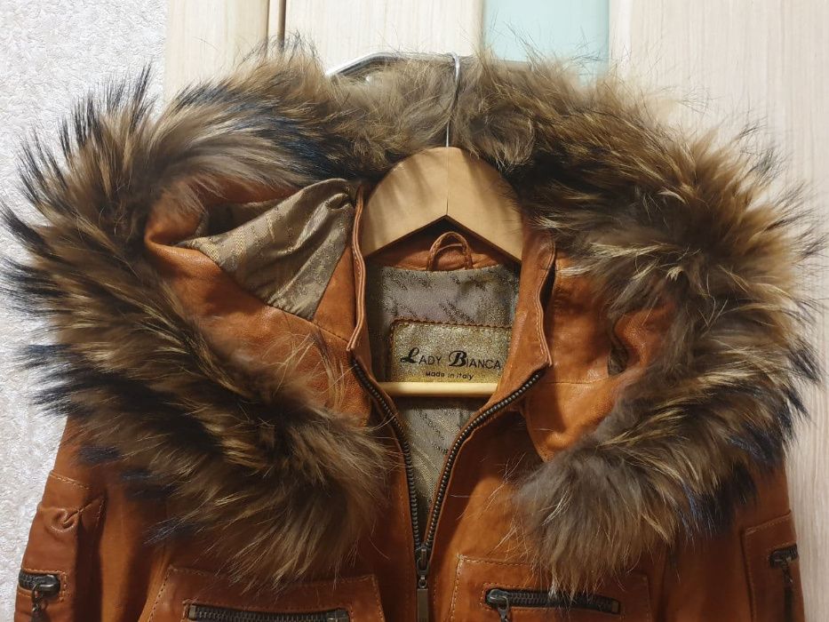 Куртка кожанная (натур кожа) с натуральным мехом