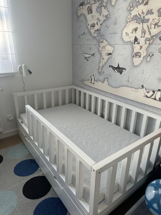 Łóżeczko 160x90 Tinywood z materacem Hevea