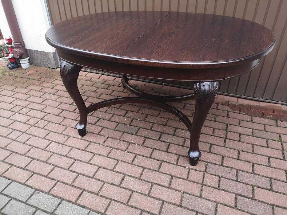 Stół Owalny Dębowy Duży Antyk Stary Rozkładany Po Renowacji.