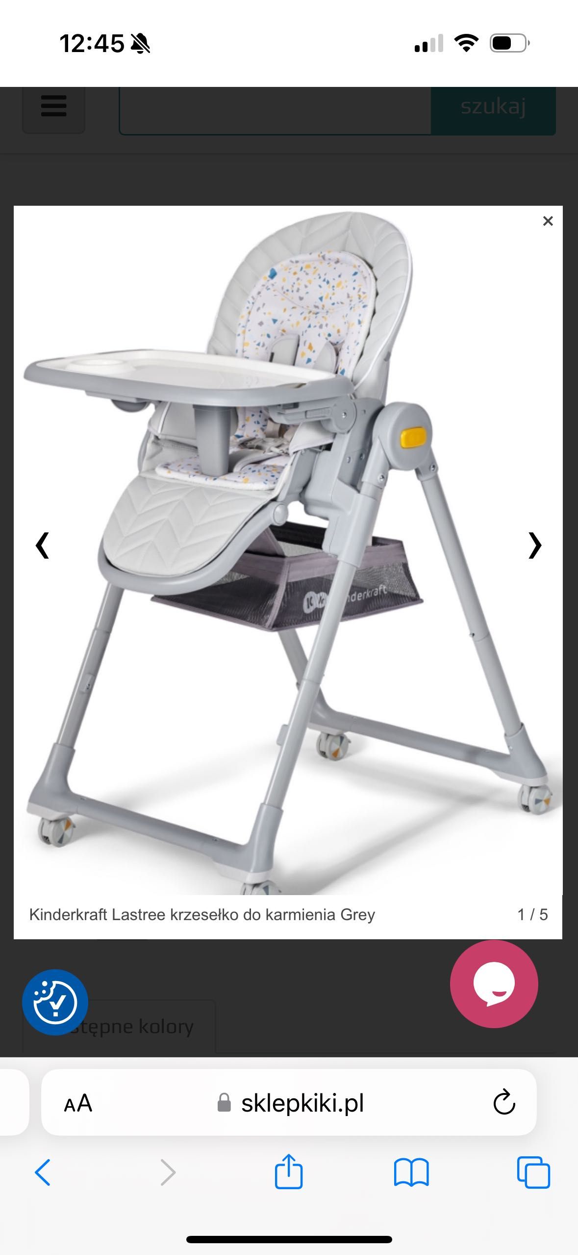 Kinderkraft Lastree krzesełko do karmienia Grey