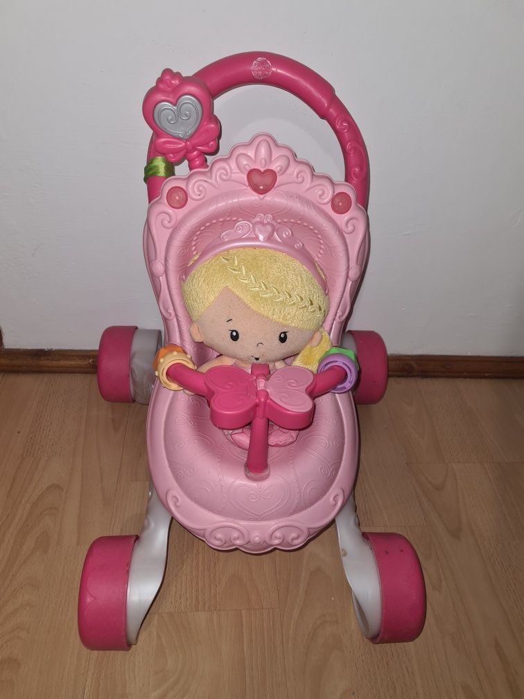 Wózek pchacz z lalką grąjacy fisher price
