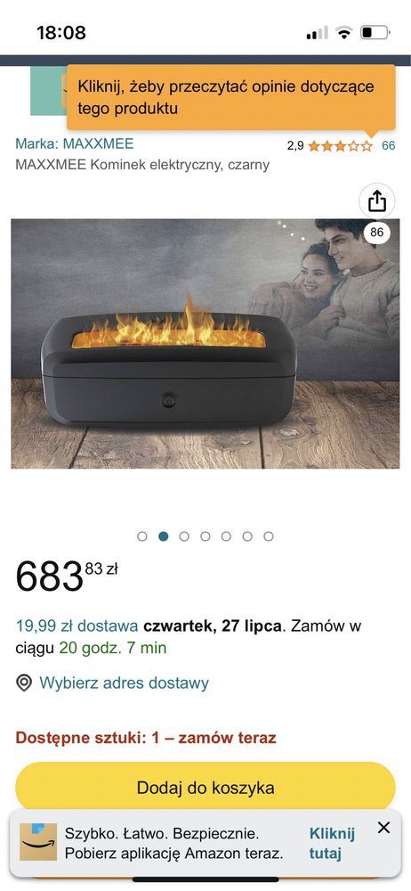 Maxxme kominek nawilżacz