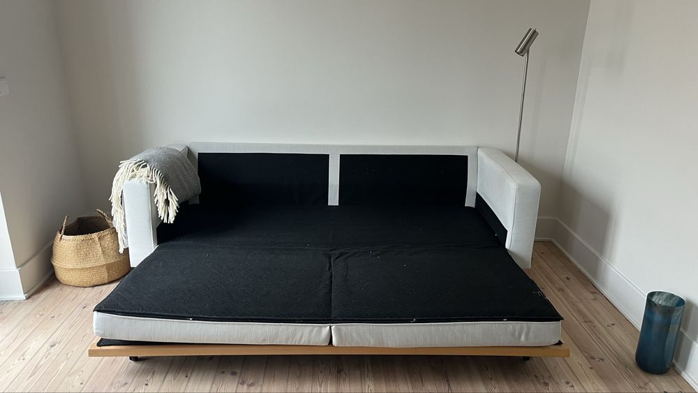 Scandinavian 3/4 seater sofa bed in beige