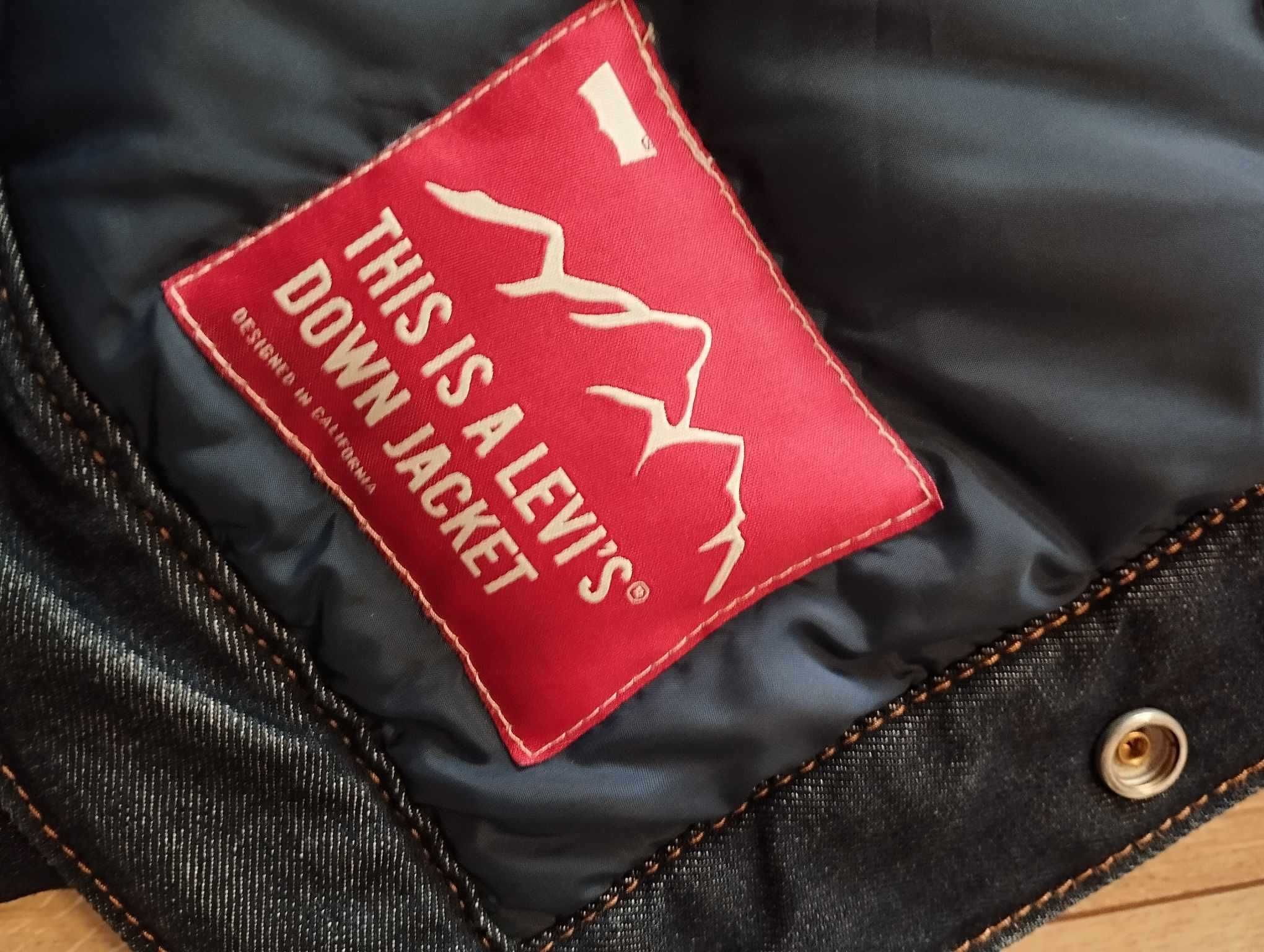 Levi's Down Trucker jacket Rinsed Denim kurtka puchowa M jak nowa