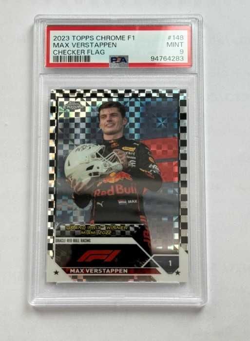 2023 Topps Chrome F1 Max Verstappen Checker Flag PSA 9