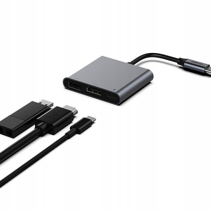 Adapter Przejściówka 3W1 Hub Usb-C Do Hdmi 4K Uhd Usb 3.0 Usb C 100W
