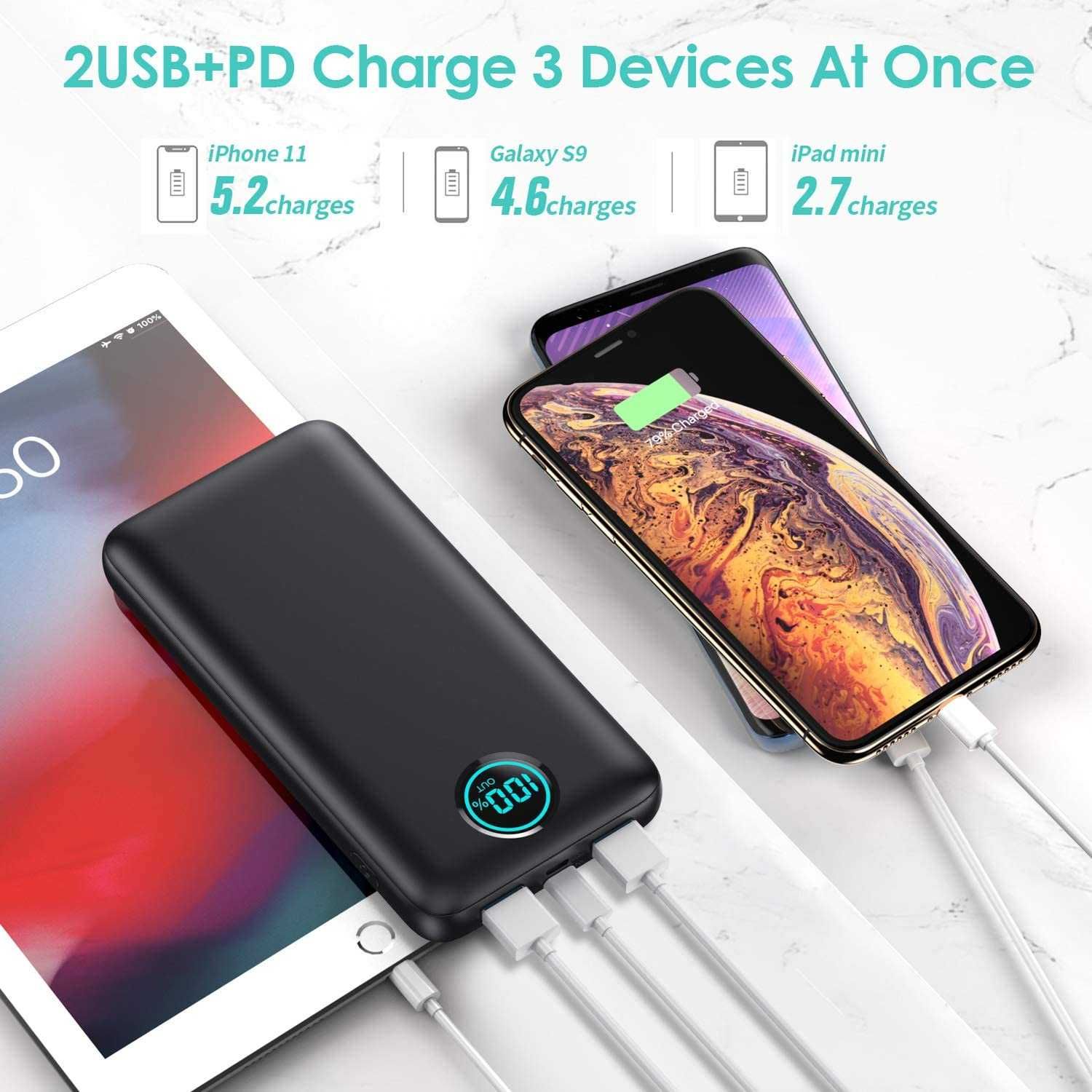 Power Bank 26800 mAh,25 W PD3.0+QC4.0 Fast Charging LCD Display