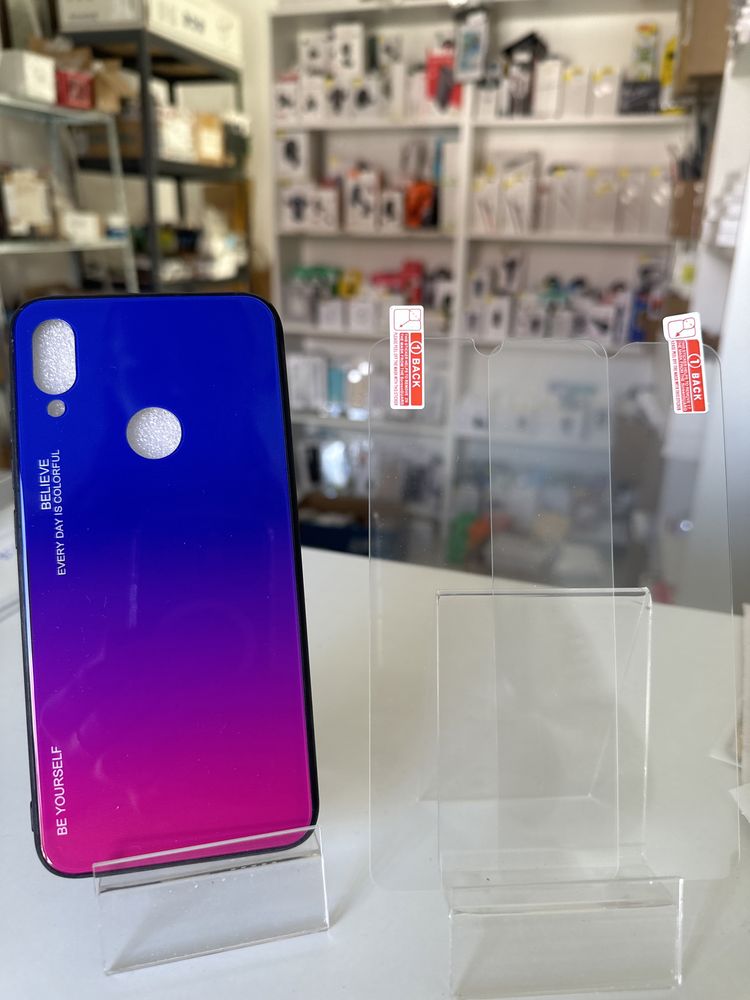 Etui niebiesko-różowe + 2x szkło hartowane 9H XIAMO REDMI NOTE 7