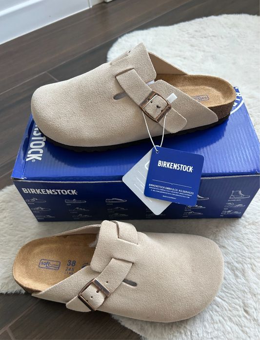Birkenstock boston klapki chodaki skorzane zamszowe ze skory 38 24cm