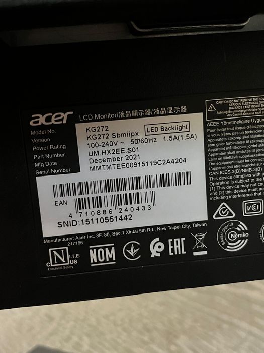 Monitor Gamer Acer 27" Full HD