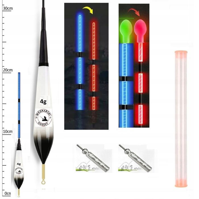 Spławik - 4g - Zmiana Koloru + Kamuflaż + Dwie Funkcje + 2x Bateria