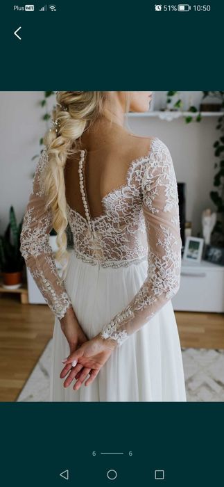 Suknia ślubna rozm. 36 koronka, muślin GRACJA