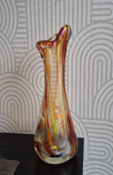 Ząbkowice wazon sękacz - kolorowe szkło- PRL