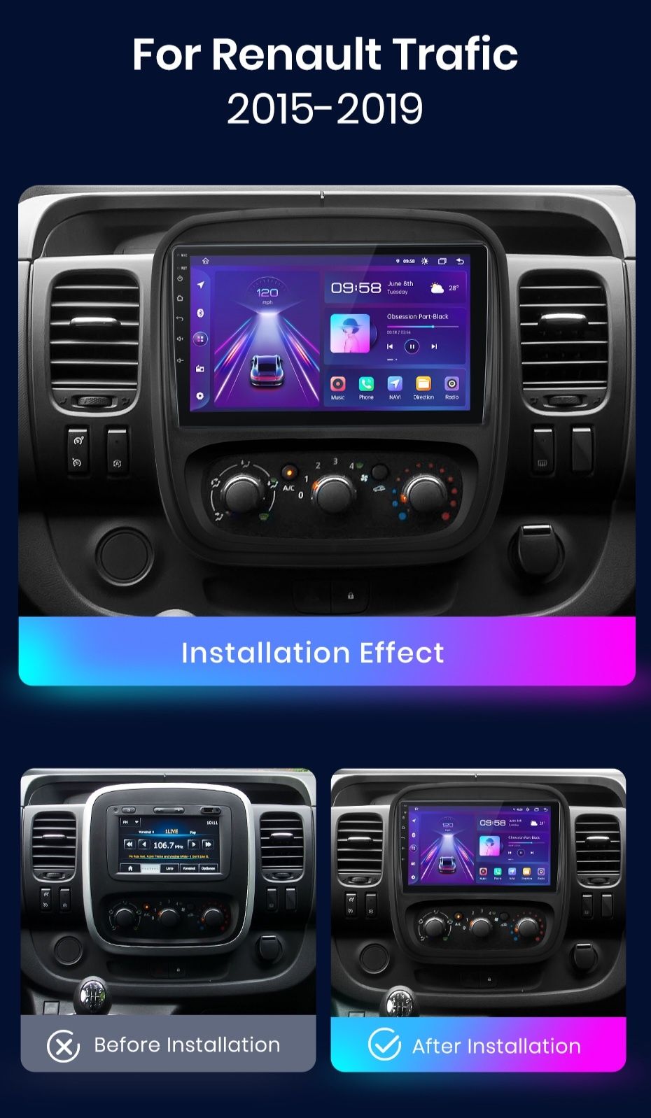 Radio nawigacja OPEL VIVARO RENAULT TRAFIC Android Navi GPS