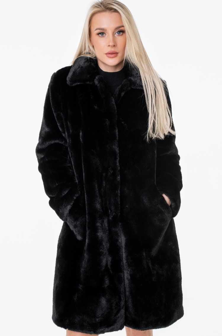 Nowe ekskluzywne futro GUESS czarne eko kurtka us L eu 44