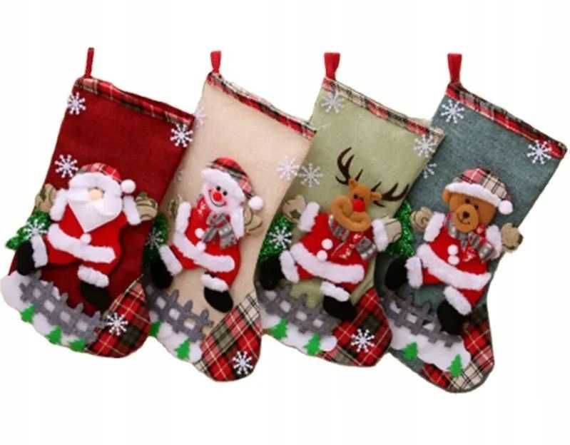 SKARPETA ŚWIĄTECZNA 4X PREZENT Duża Ozdobna na Komin Okno Dekoracyjna