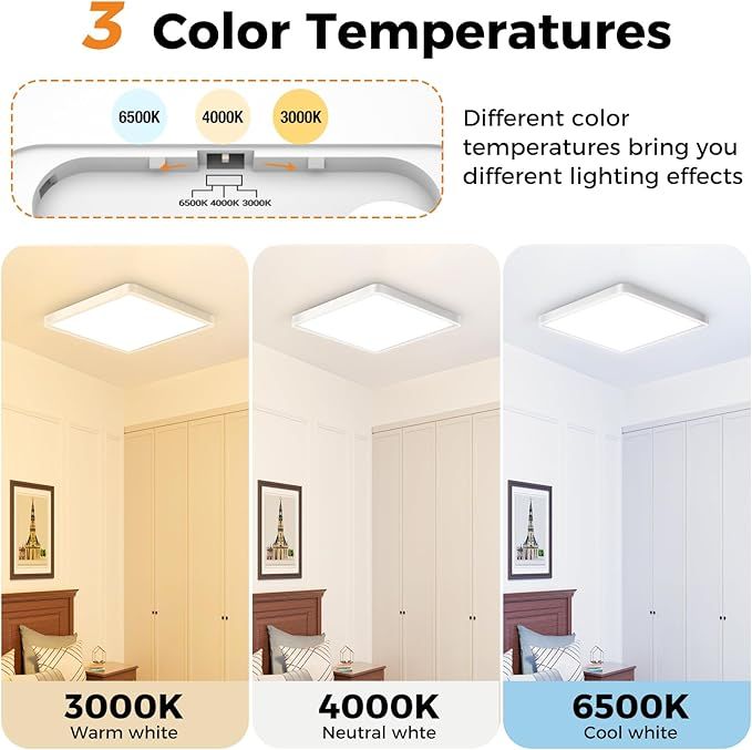 Slochi Lampa sufitowa LED 1500 lm, 2 sztuki 3000 do 6500 K