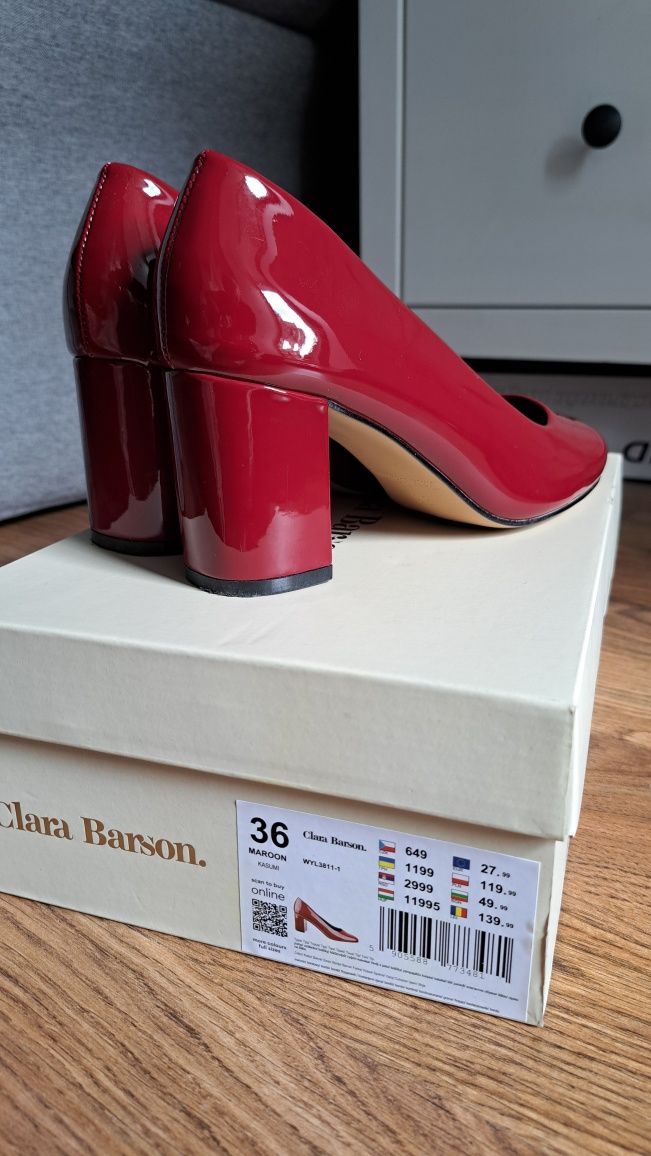 Lakierki damskie Clara Barson r.36 Nowe z paragonem