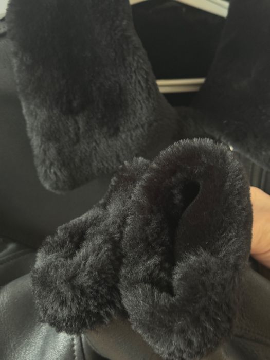 Чорна натуральна пряма авіатор дублянка