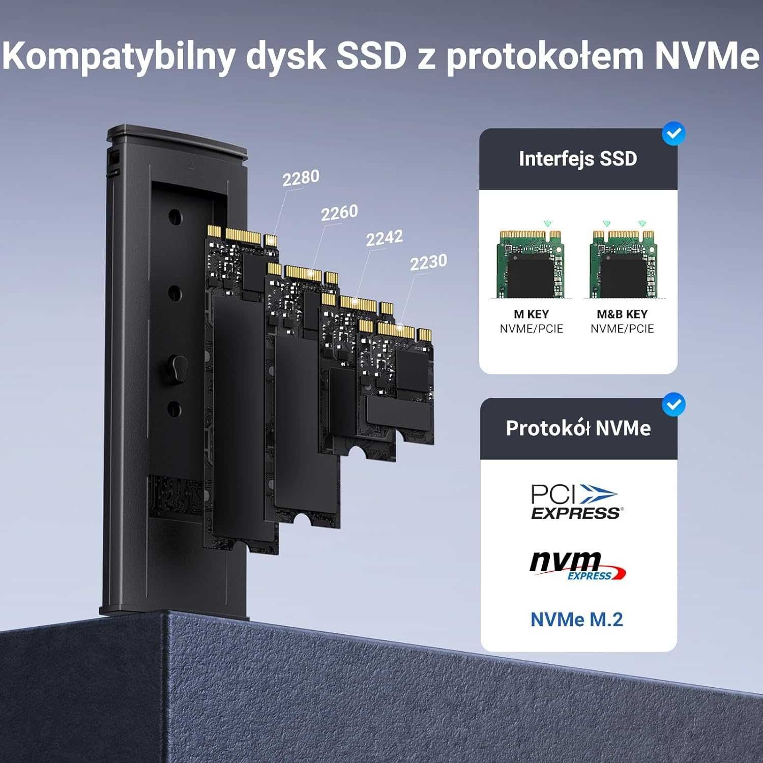 UGREEN 90541 Obudowa NVMe M.2 USB 3.1 SSD 10 Gb/s + 2SZT KABLI USB