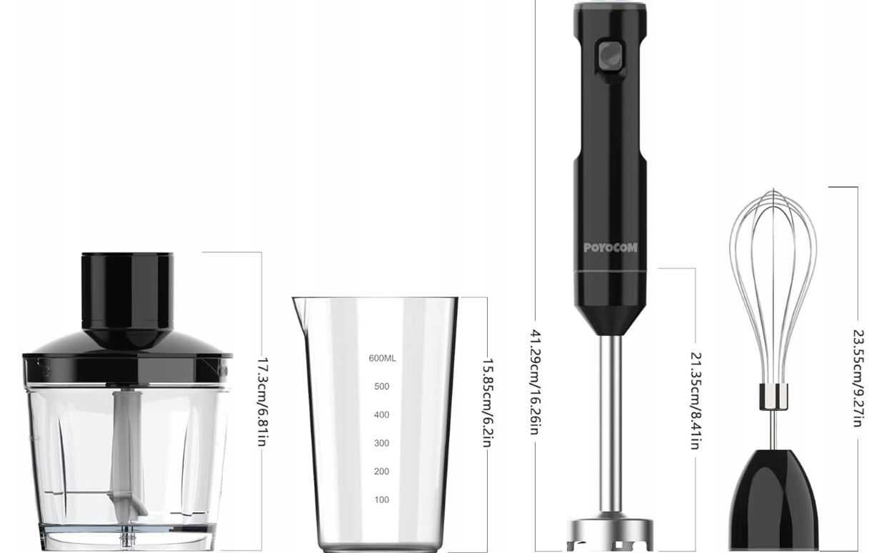 Bezprzewodowy blender ręczny POYOCOM czarny + akcesoria