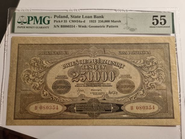 Banknot 250000 marek 1923 inflacyjne PMG
