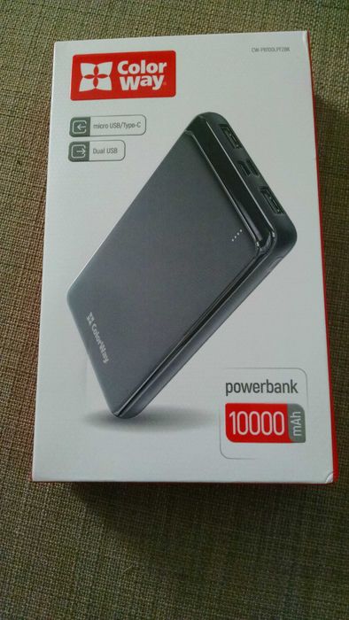 Павербанк 10 000 mAh , з двома виходами usb, Color Way