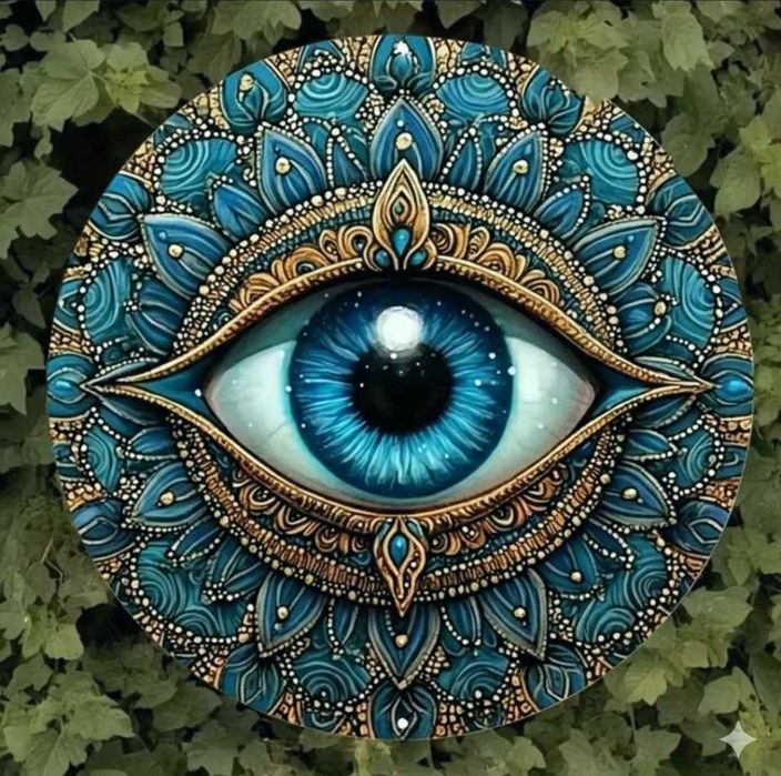 Плакат постер на металле Глаз в мандале (Эзотерика) 20х20 см