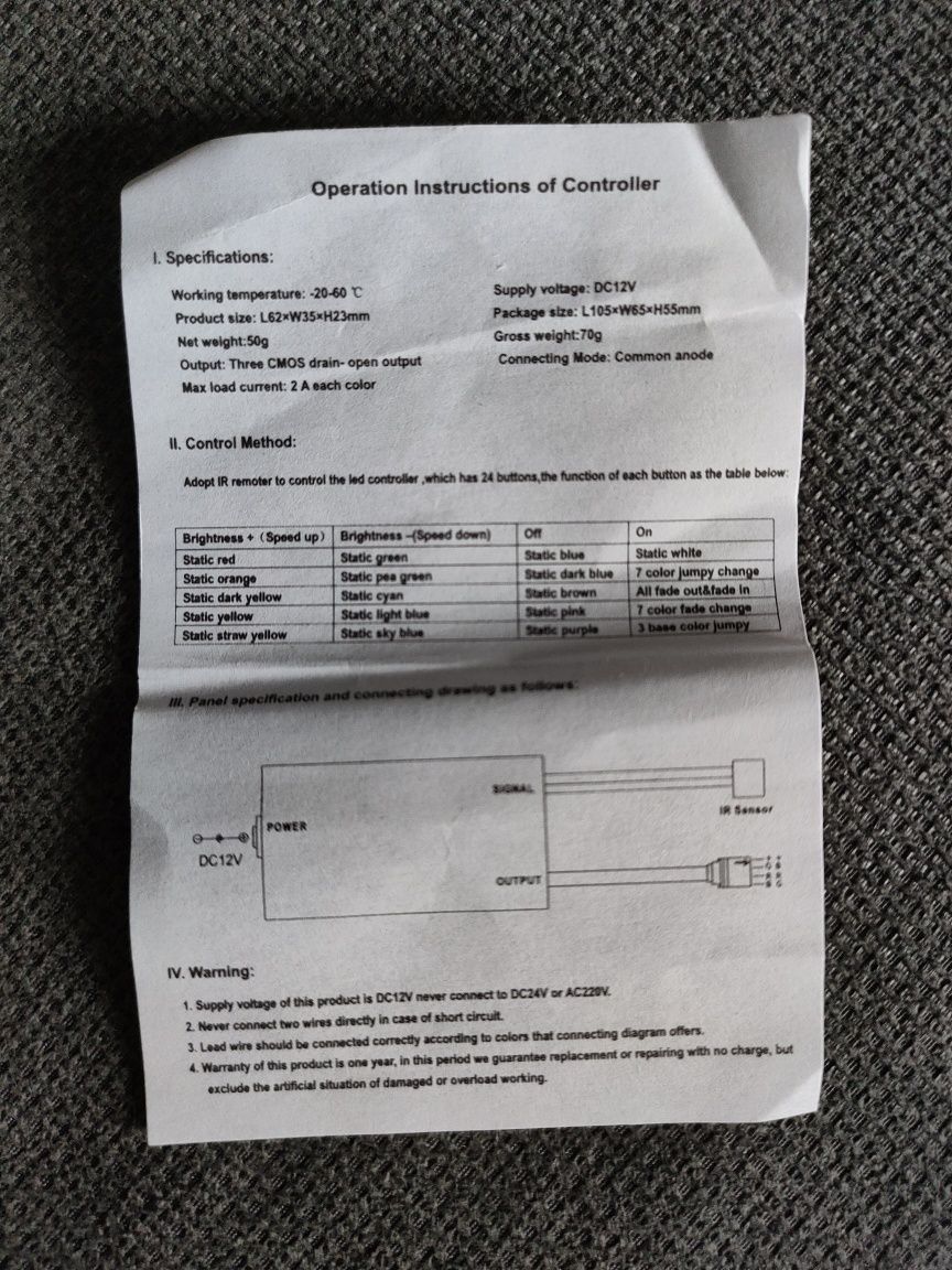 Kontroler LED 12V 6A SRGB