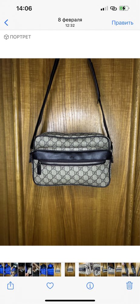 Сумка барсетка мессенджер кожа Gucci оригинал номерная