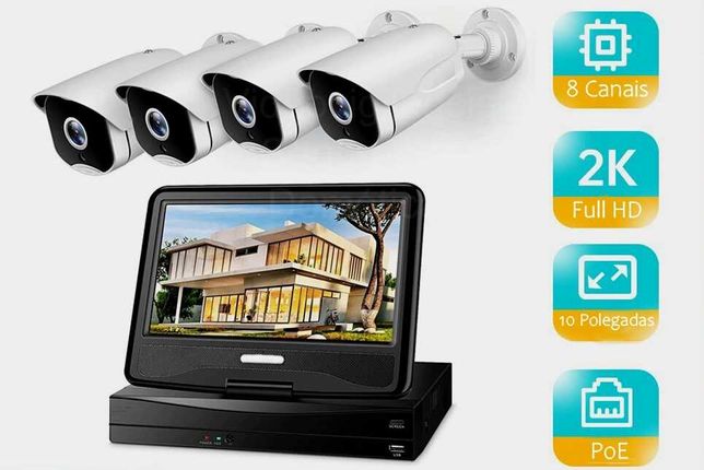 Sistema de Vídeo Vigilância * NVR * PoE* 4 Câmaras 5MP * Ecrã LCD*