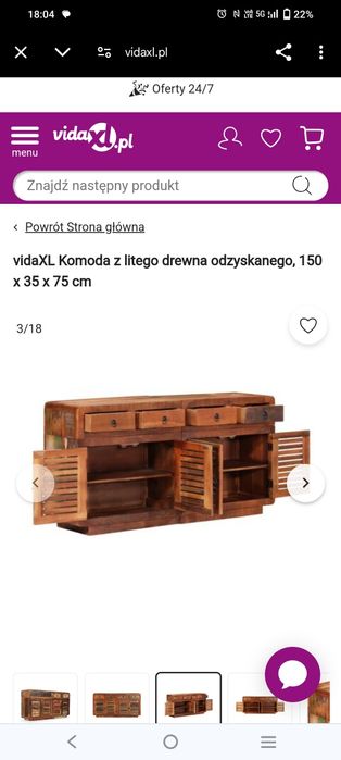 Komoda z litego drewna odzyskanego, 150 x 35 x 75 cm