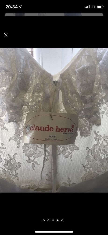 Винтажное свадебное платье французского бренда Claude Herve.