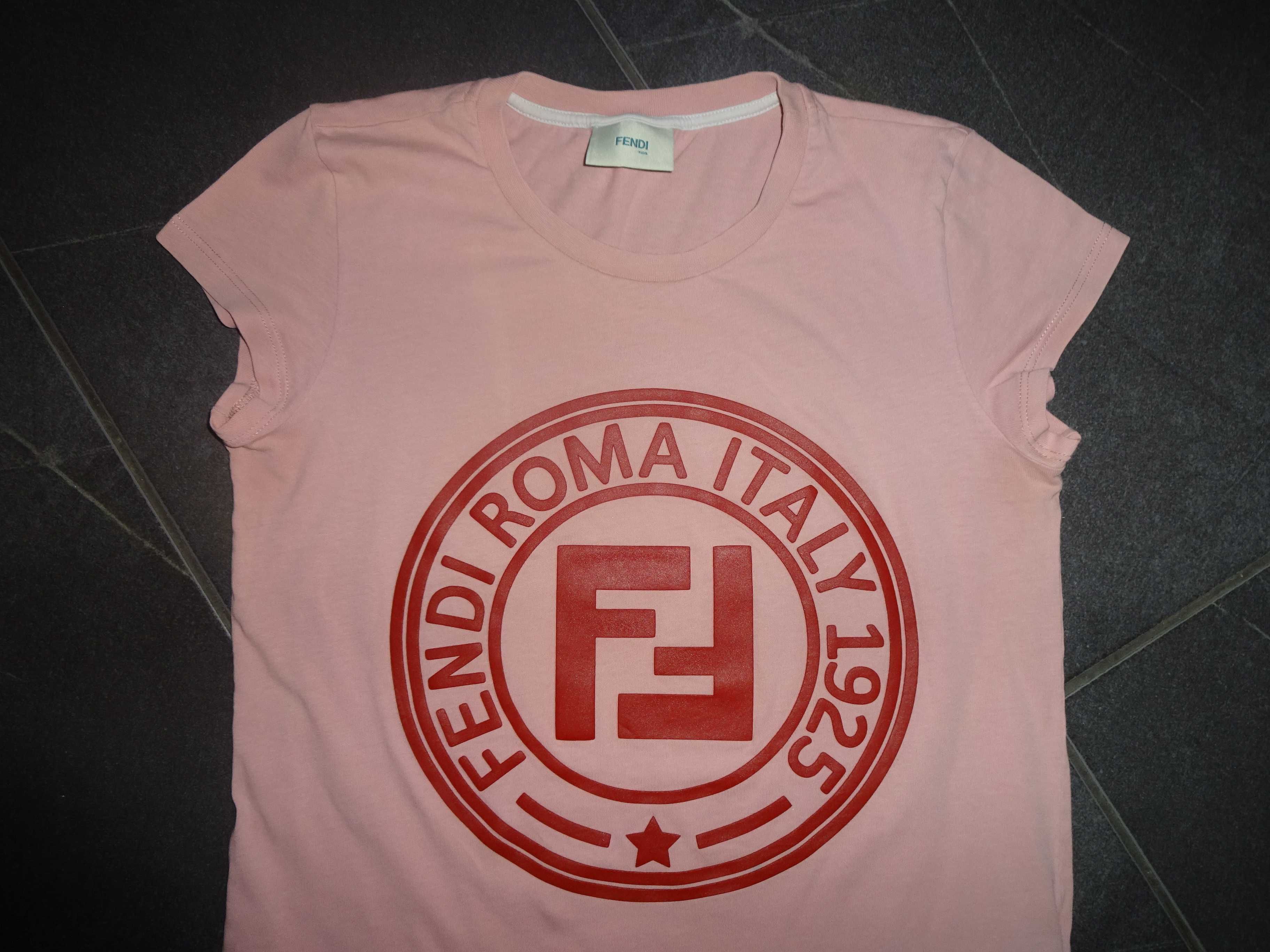 FENDI Kids made in Italy jasno różowa pastelowa koszulka 10 lat